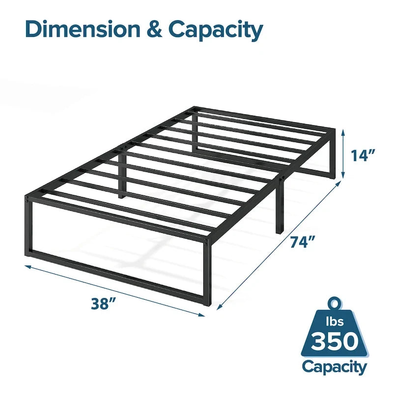 Priage by Zinus Black Metal 14-inch Platform Bed