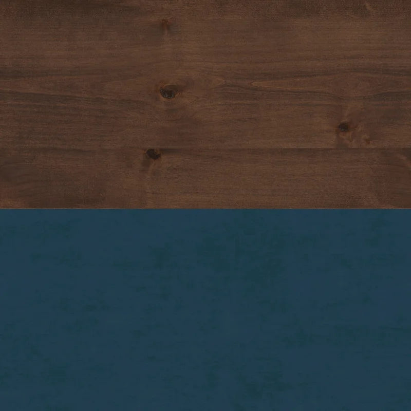 Bridgevine Home Nantucket 53 inch Writing Desk, No Assembly Required, Blue Denim and Whiskey Finish