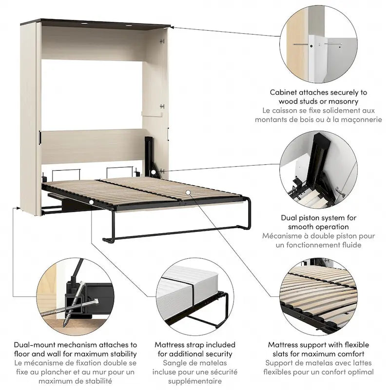 Lumina 61W Full Murphy Bed with Desk by Bestar