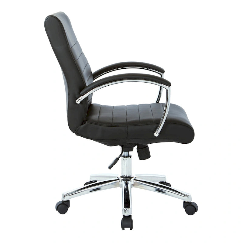Executive Low Back Faux Leather Chair with Chrome Arms and Base - single
