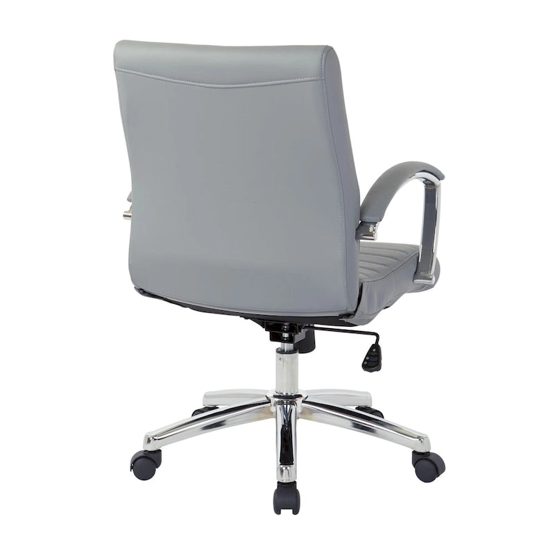 Executive Low Back Faux Leather Chair with Chrome Arms and Base - single