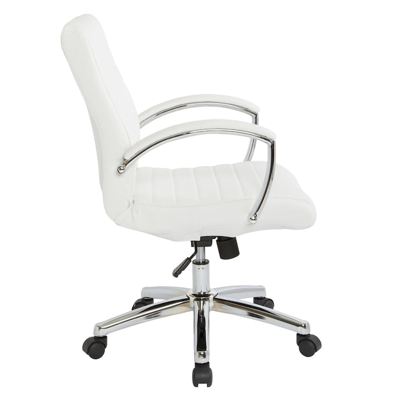 Executive Low Back Faux Leather Chair with Chrome Arms and Base - single