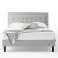 Priage by Zinus Grey Sand Upholstered Beige Button-tufted Premium Platform Bed