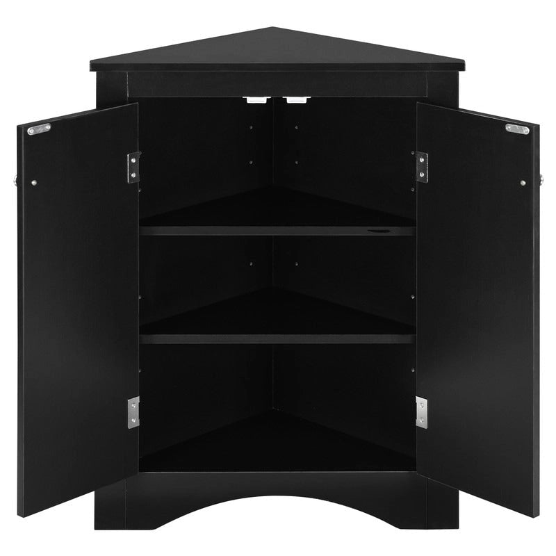 White Triangle Bathroom Storage Cabinet with Adjustable Shelves - 17.2W x 17.2D x 31.5H