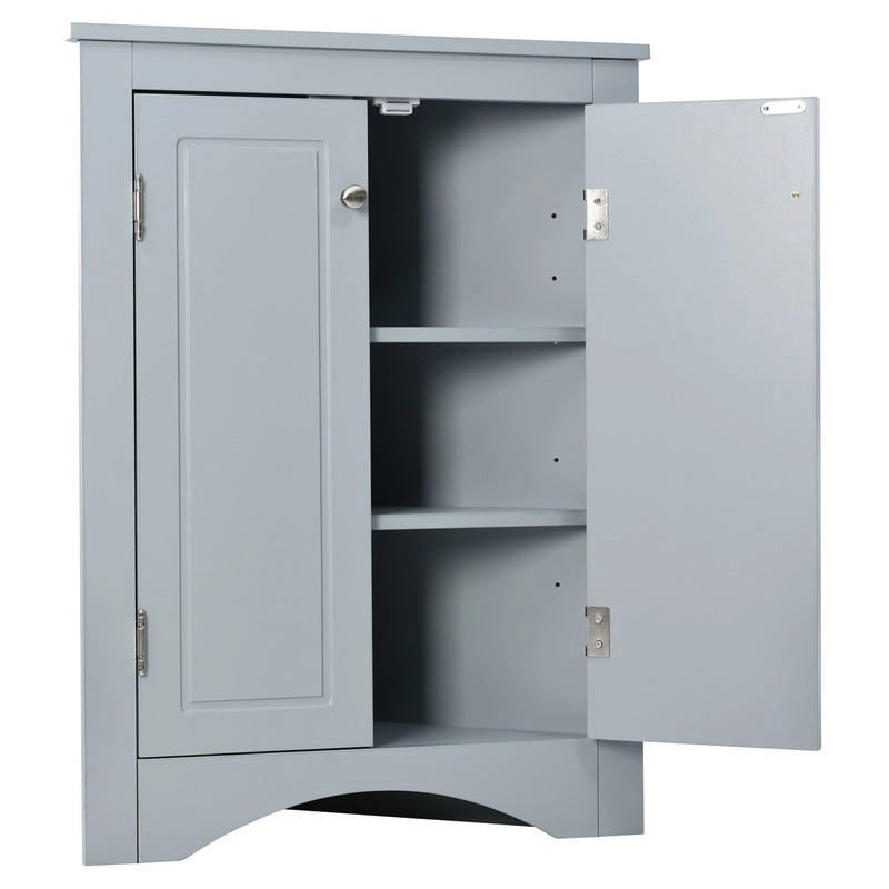 White Triangle Bathroom Storage Cabinet with Adjustable Shelves - 17.2W x 17.2D x 31.5H