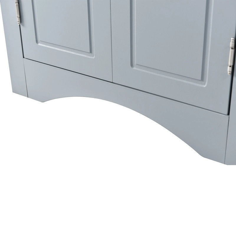White Triangle Bathroom Storage Cabinet with Adjustable Shelves - 17.2W x 17.2D x 31.5H