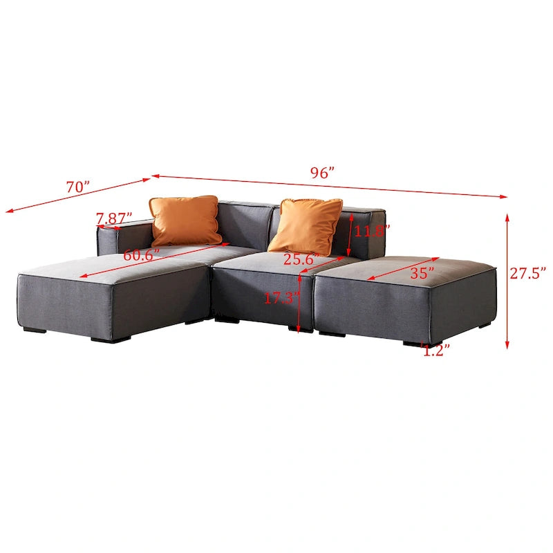 Modular Sectional Fabric Sofa (Beige)