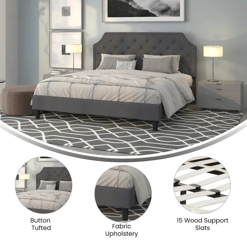 Arched Tufted Upholstered Platform Bed