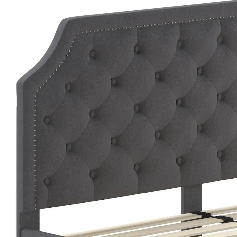 Arched Tufted Upholstered Platform Bed