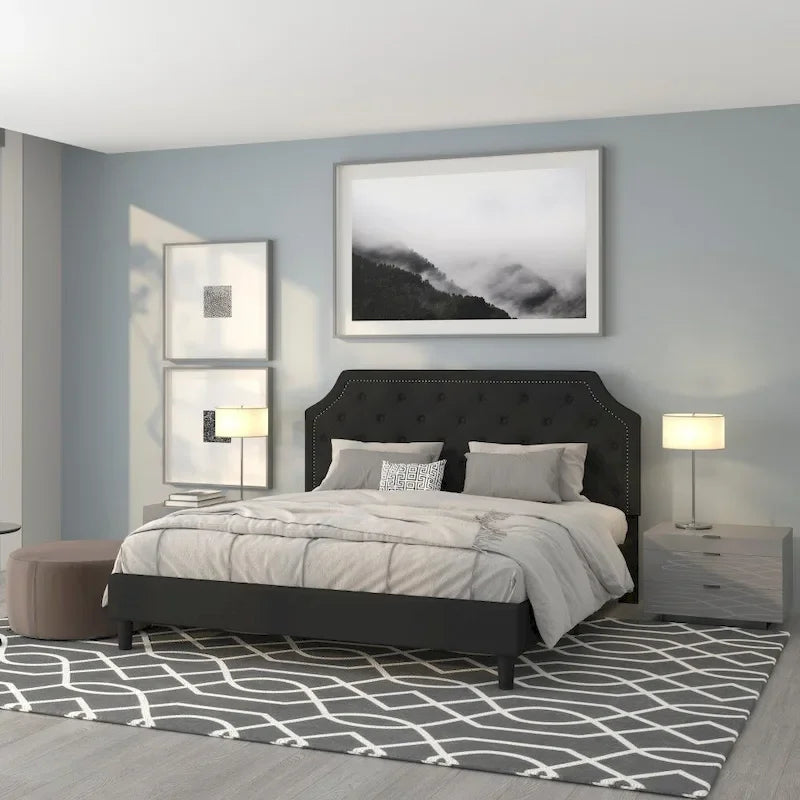 Arched Tufted Upholstered Platform Bed