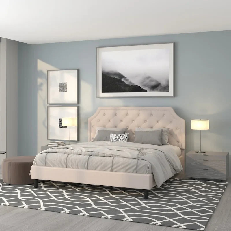 Arched Tufted Upholstered Platform Bed