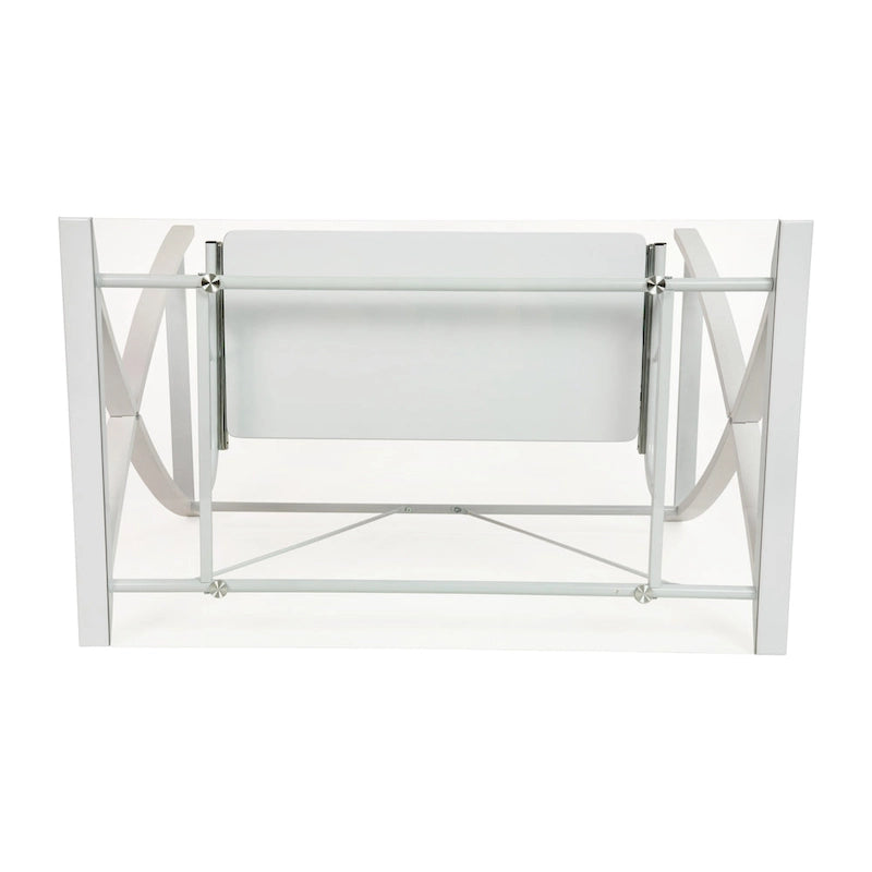 Modern Glass Top Computer Desk with Pull-out Keyboard Tray