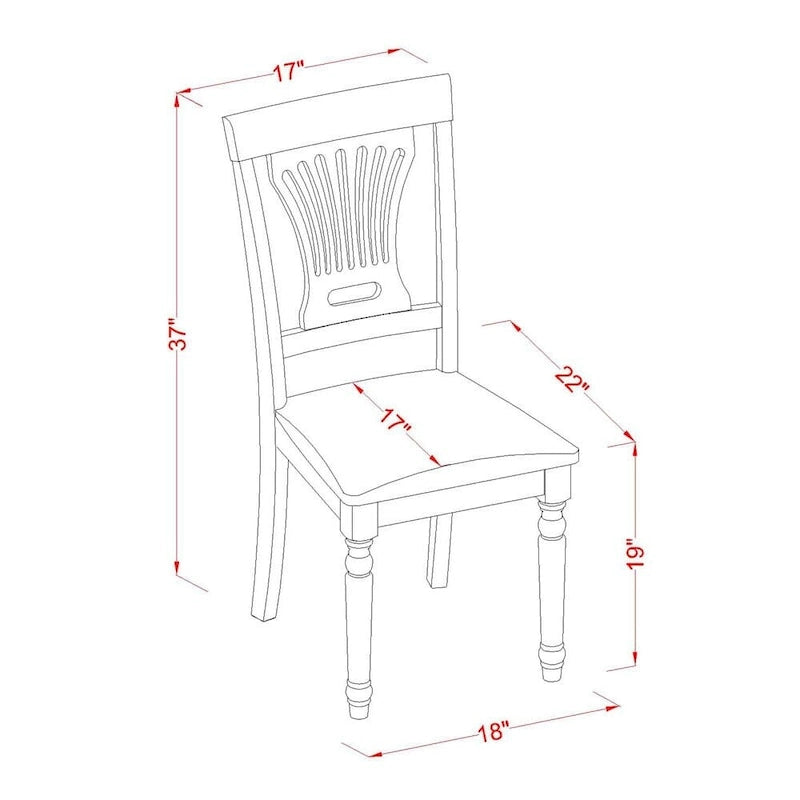 East West Furniture Plainville Kitchen Dining Chairs - Solid Wood Chairs, Set of 2, Buttermilk & Cherry (Chair Seat Option)