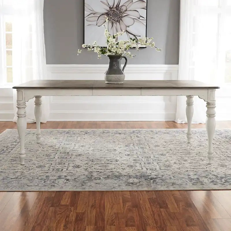 Magnolia Manor Antique White Weathered Bark Leg Table