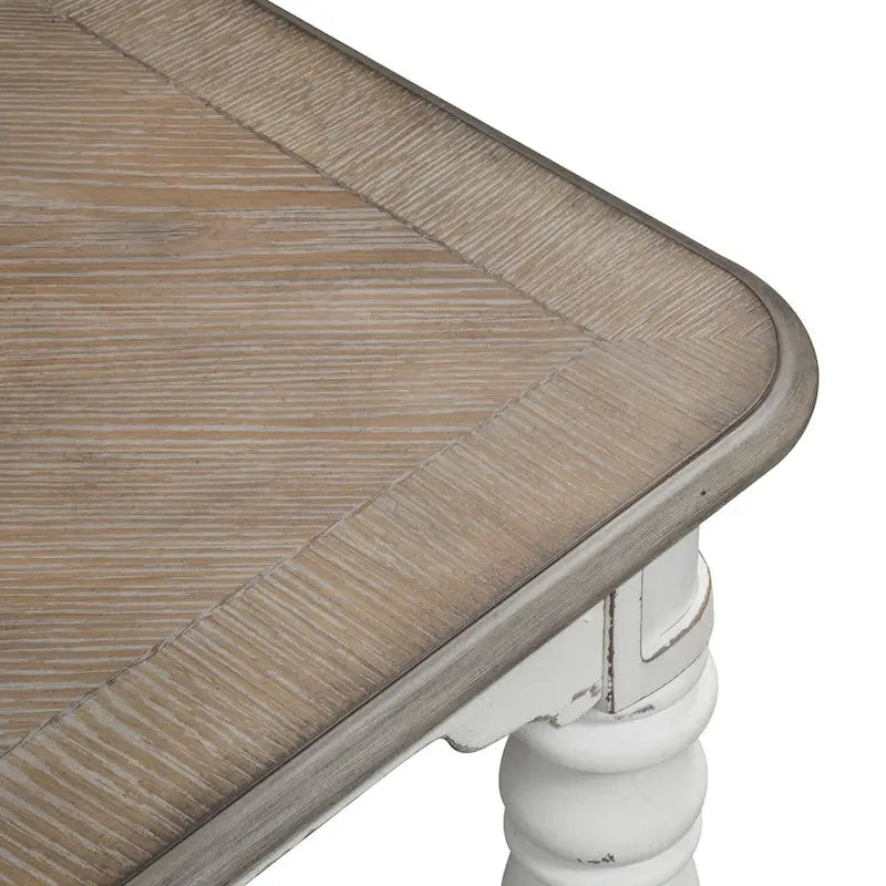 Magnolia Manor Antique White Weathered Bark Leg Table