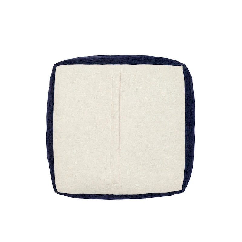 Sevita Navy/Mustard Traditional Damask Polyester Blend Pouf