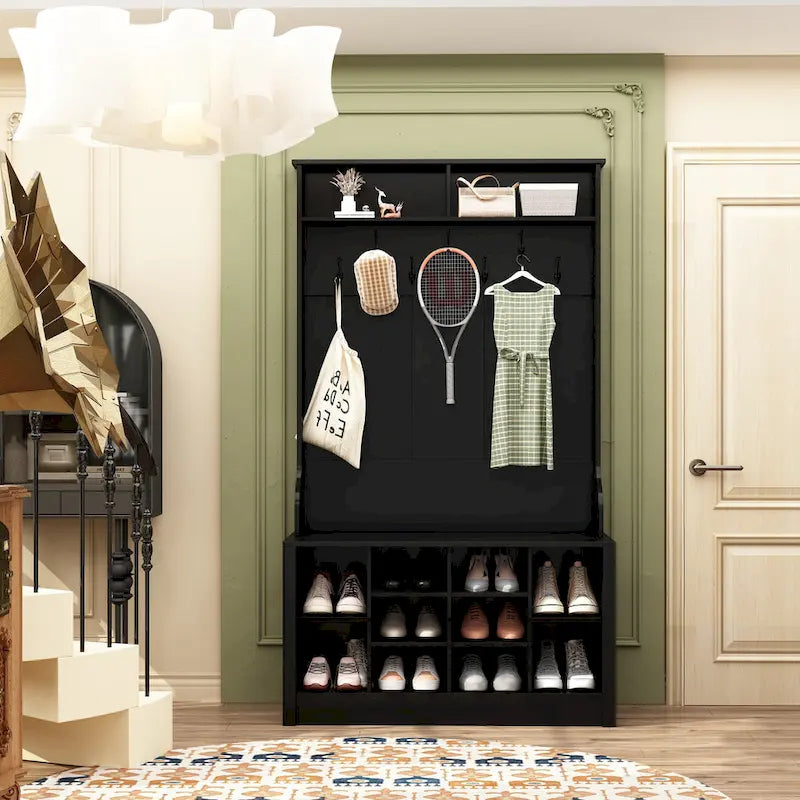 Coat Rack Hall Tree Shoe Bench Accent Furniture Entryway Living Room