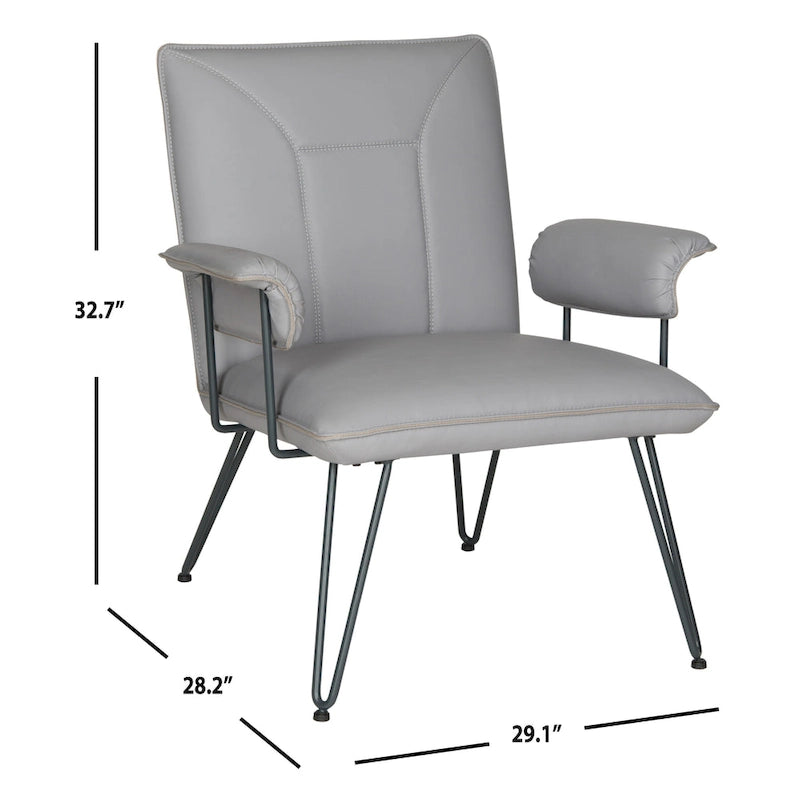 SAFAVIEH Idamae Mid-Century Modern Faux Leather Arm Chair - 29Wx28Dx33H