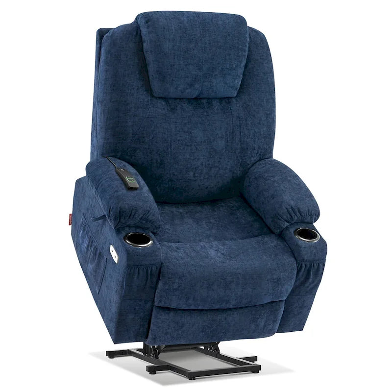 MCombo Large Power Lift Recliner Chair with Massage, Cup Holders, Extended Footrest, Fabric 7516