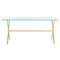 SAFAVIEH Treasures Jocelyn Bronze-Ish Silver/ Glass Top Accent Table - 37.4 x 19.7 x 17
