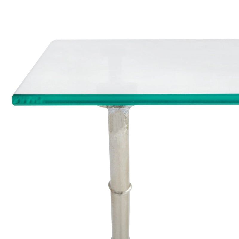 SAFAVIEH Treasures Jocelyn Bronze-Ish Silver/ Glass Top Accent Table - 37.4 x 19.7 x 17