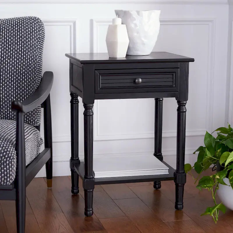SAFAVIEH Eleanore 1-Drawer Lower Shelf Nightstand Accent Table - 19 W x 15.8 L x 26 H - 19Wx16Dx26H