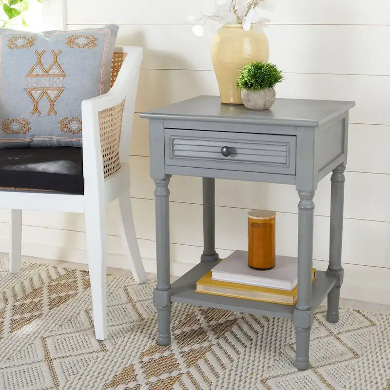 SAFAVIEH Eleanore 1-Drawer Lower Shelf Nightstand Accent Table - 19 W x 15.8 L x 26 H - 19Wx16Dx26H