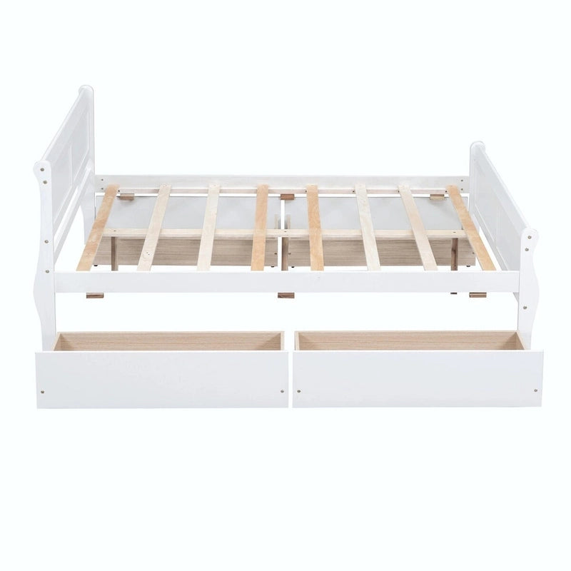 Wood Platform Bed with 4 Drawers and Streamlined Design