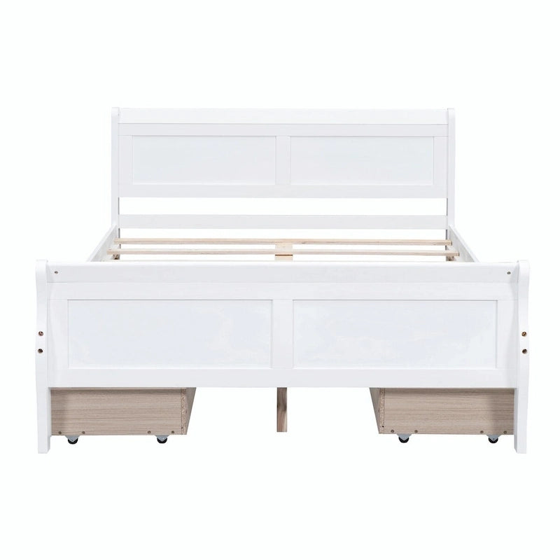 Wood Platform Bed with 4 Drawers and Streamlined Design