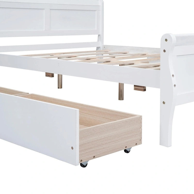 Wood Platform Bed with 4 Drawers and Streamlined Design