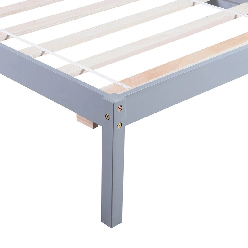 Wood Platform Bed with Headboard