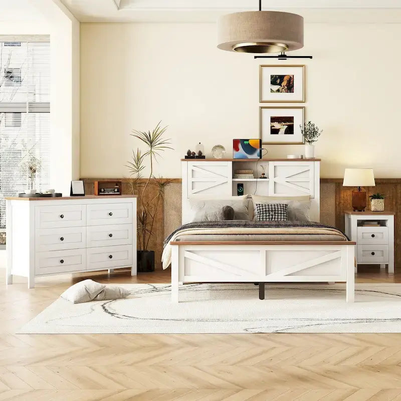 3-Pieces Full Bedroom Sets with Nightstand and Dresser
