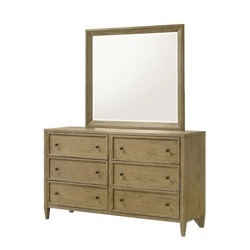 Newell 5 Piece Light Brown Upholstered Canopy Platform Bedroom Set