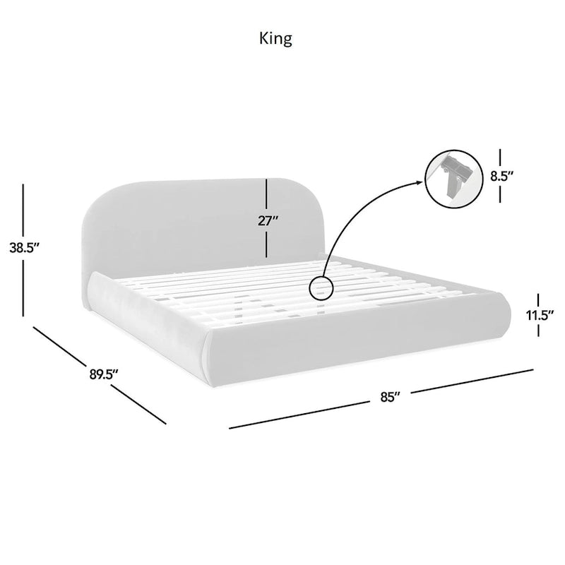 Archie Mid-Century Modern Velvet Upholstered Arched Platform Bed