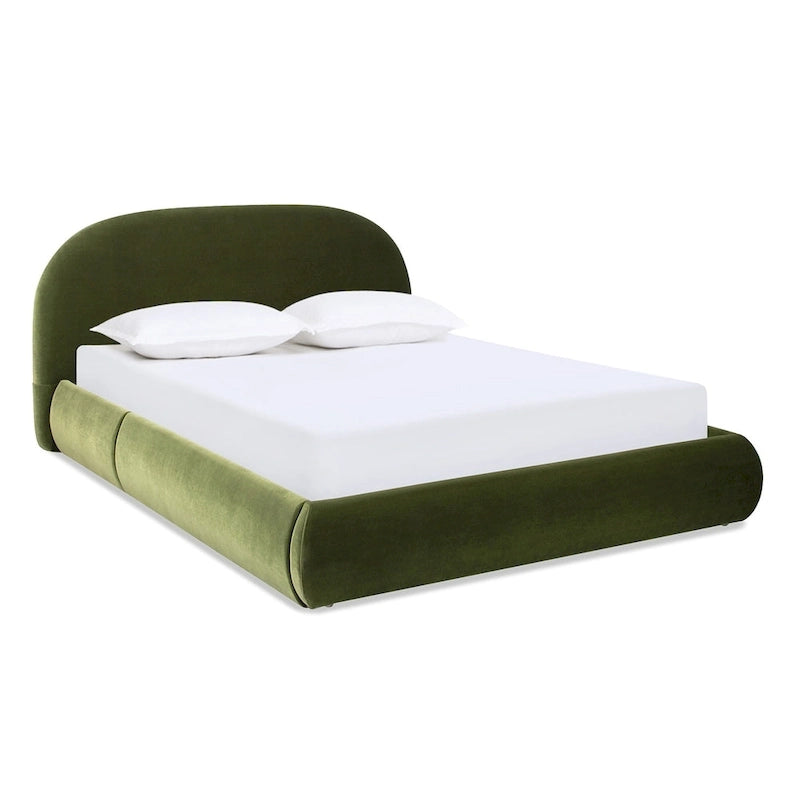 Archie Mid-Century Modern Velvet Upholstered Arched Platform Bed