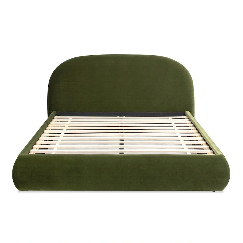 Archie Mid-Century Modern Velvet Upholstered Arched Platform Bed
