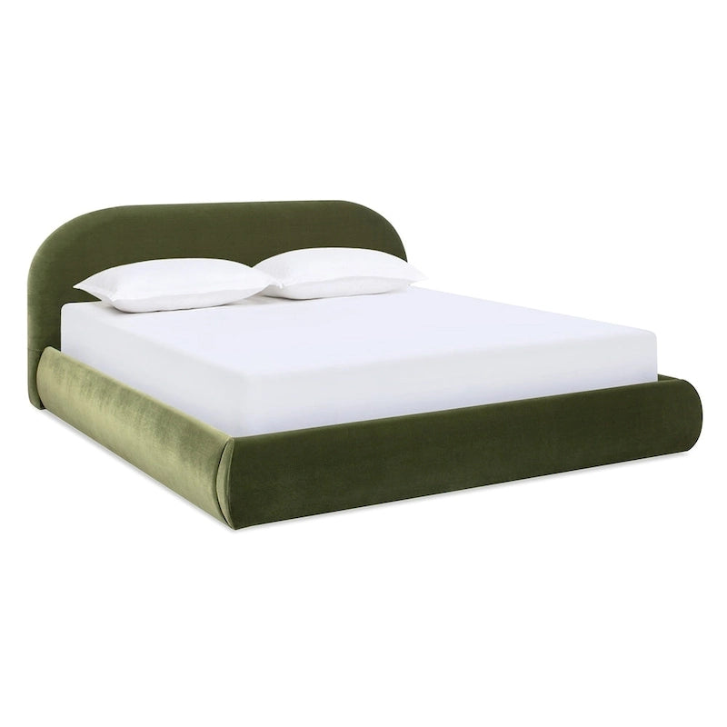 Archie Mid-Century Modern Velvet Upholstered Arched Platform Bed