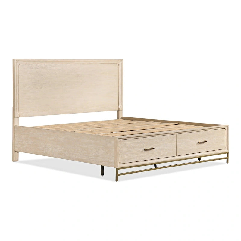 Furniture of America Drayden Transitional Oak Solid Wood 2-Piece Bed and Nightstand Bedroom Set