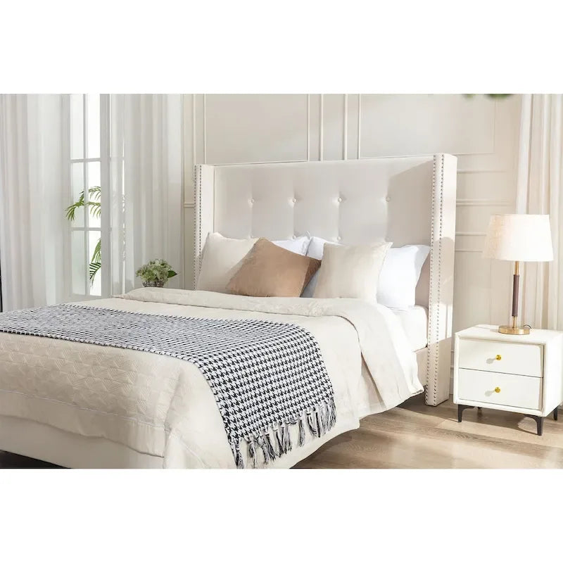 54 High Headboard Queen Peyton Upholstered Velvet Bed