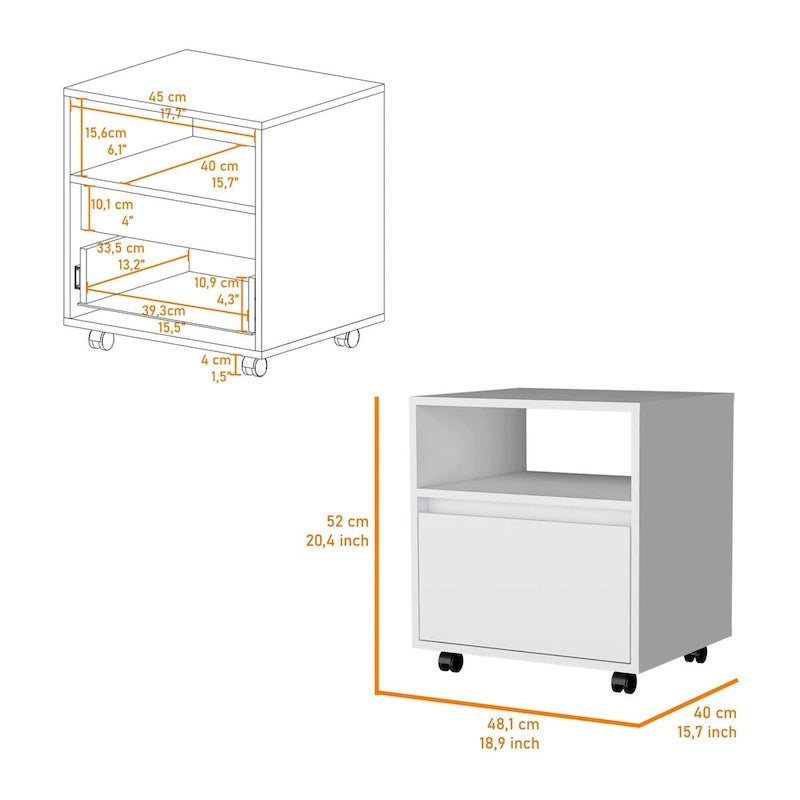 Contemporary Nightstand with Spacious Drawer and Open Top Shelf