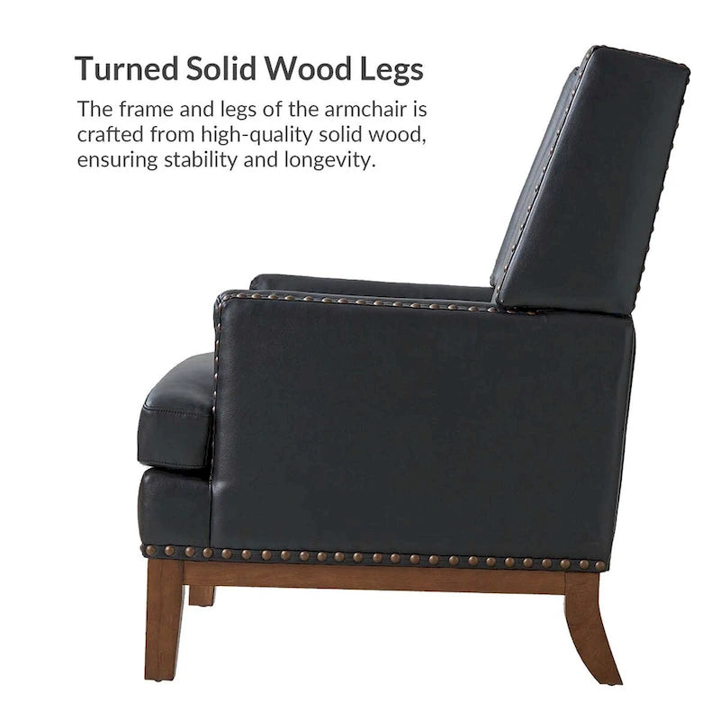 Lourdes Genuine Leather Armchair with Solid Wood Frame and Removable Seat Cushion,Set of 2 by HULALA HOME
