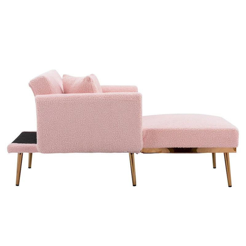 Chaise lounge chair/accent chair,Curved edges, padded with thick foam and upholstered with high-quality fabric