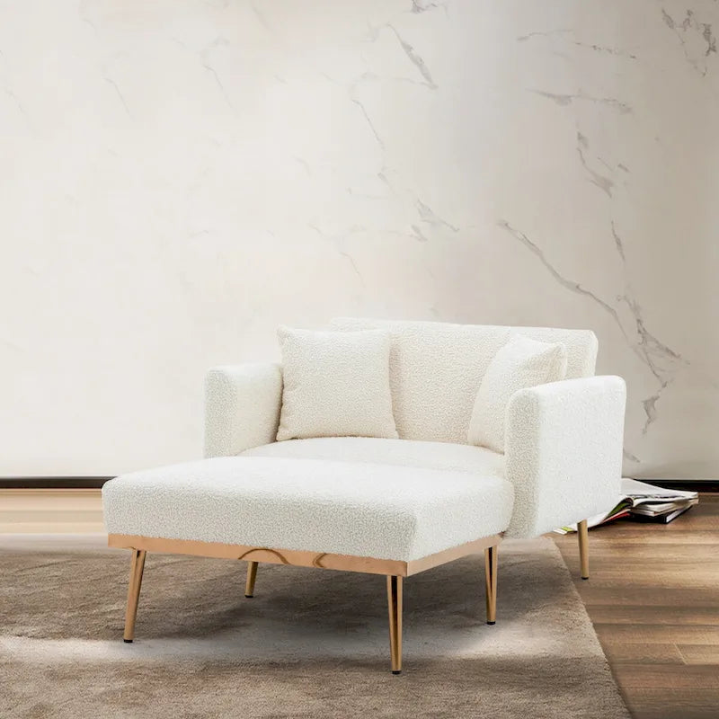 Chaise lounge chair/accent chair,Curved edges, padded with thick foam and upholstered with high-quality fabric