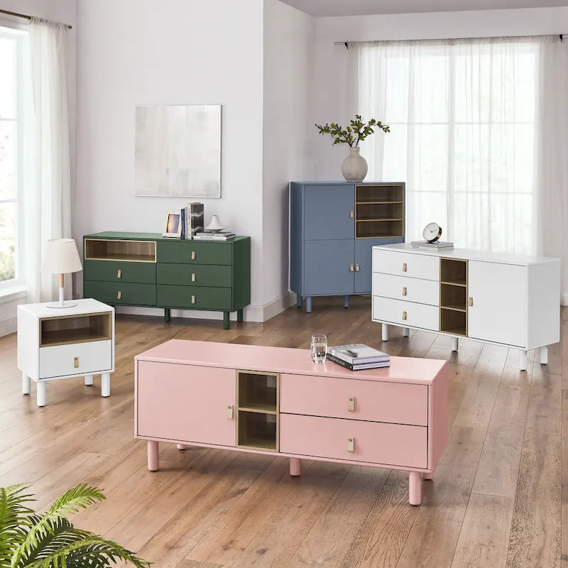 Drawer TV cabinet with door,storage cabinet,drawer cabinet,wooden storage cabinet leather handle drawer cabinet