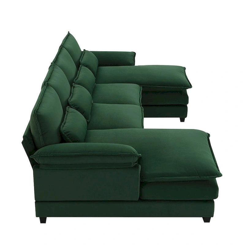 6-seat U-shaped Sectional Sofa, Sleeper Sectional with Waist Pillows for Living Room, Apartment