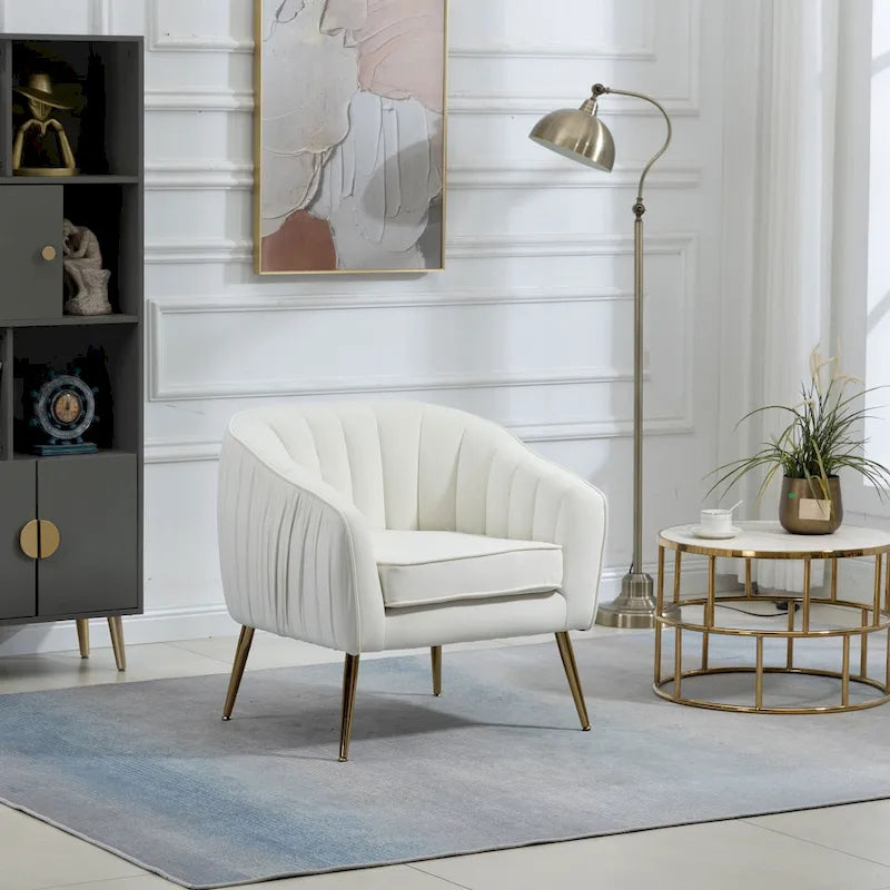 Modern Velvet Accent Chair with Ottoman for Living Room/Bedroom/Nail Salon