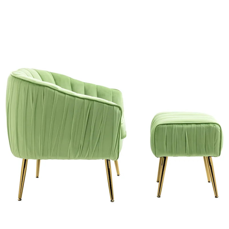 Modern Velvet Accent Chair with Ottoman for Living Room/Bedroom/Nail Salon
