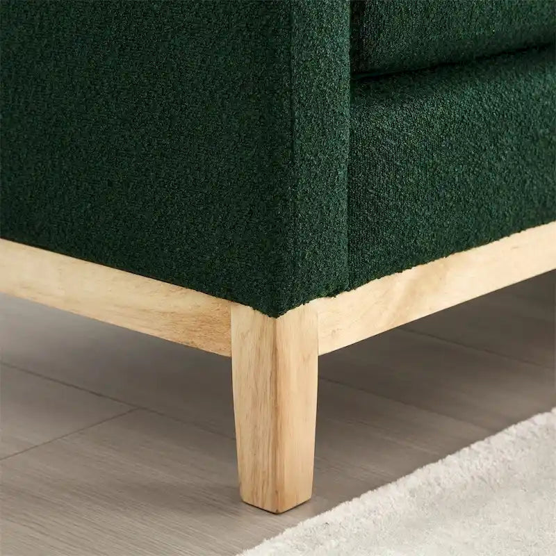 Elegant Upholstered Bench,Ottoman with Wood Legs & Bolster Pillows