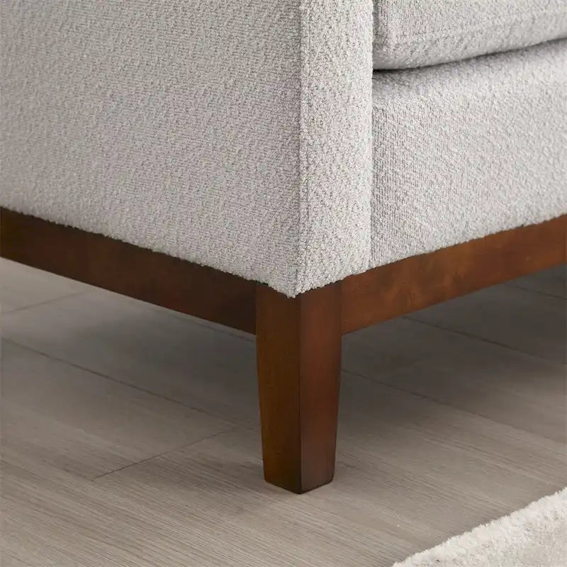 Elegant Upholstered Bench,Ottoman with Wood Legs & Bolster Pillows