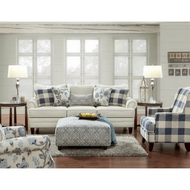 Maya Indigo Cream and Blue Accent Chair
